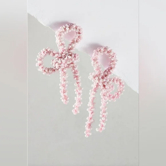 Free People, Brandy Bow Dangles Earrings, Pink - NWT! - Picture 2 of 6